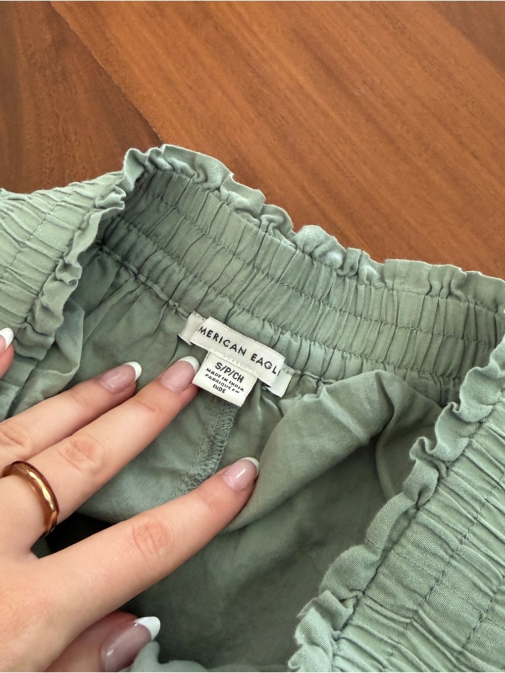 American Eagle Outfitters Sage Green Ruffle Waist Skort - Picture 3 of 4